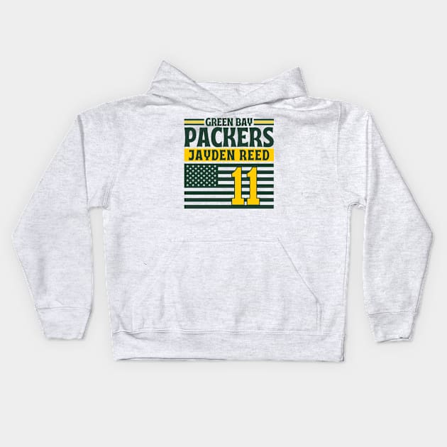 Green Bay Packers Reed 11 American Flag Football Kids Hoodie by Astronaut.co